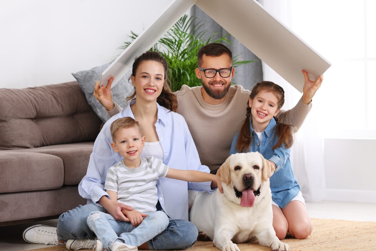 Happy Family with Dogs