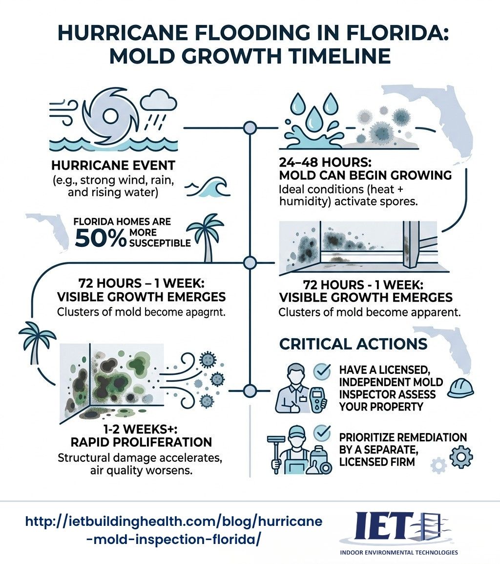 Mold growth timeline after hurricane flooding in Florida infographic - hurricane mold inspection florida infographic 